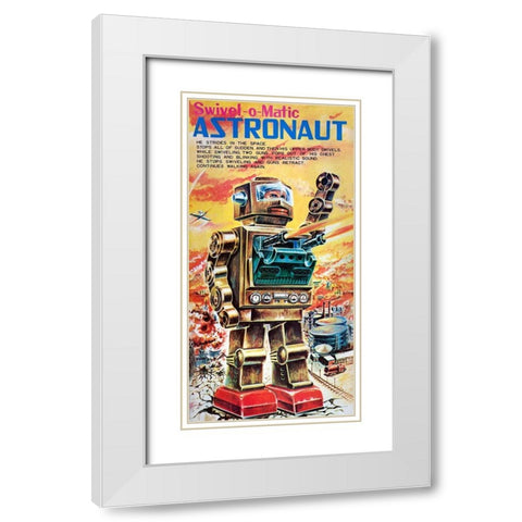 Swivel-o-Matic Astronaut White Modern Wood Framed Art Print with Double Matting by Retrobot