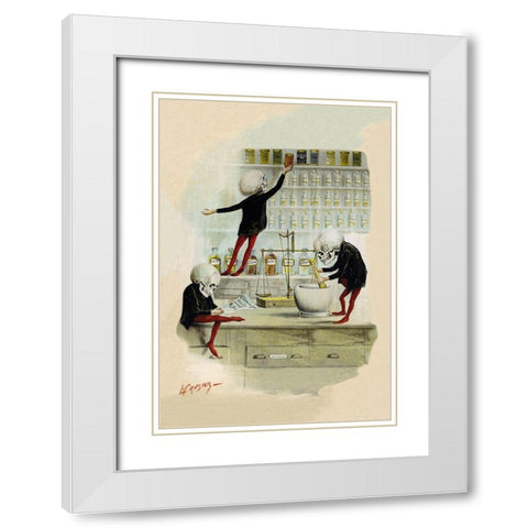 Death in the Lab White Modern Wood Framed Art Print with Double Matting by Frusius