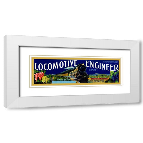 Locomotive Engineer Brand California Grapes White Modern Wood Framed Art Print with Double Matting by Retrotravel