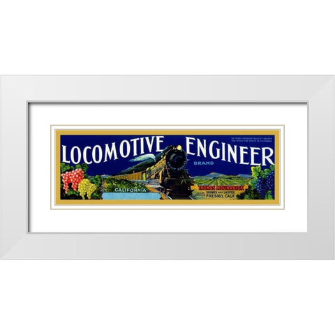 Locomotive Engineer Brand California Grapes White Modern Wood Framed Art Print with Double Matting by Retrotravel