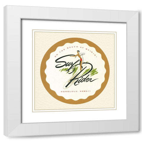 Surf Rider White Modern Wood Framed Art Print with Double Matting by Retrotravel