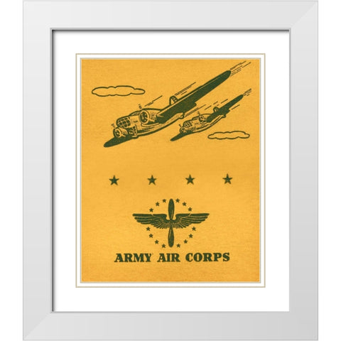 Army Air Corps White Modern Wood Framed Art Print with Double Matting by Retrotravel