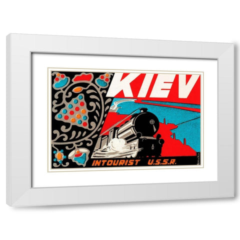 Kiev - Intourist U.S.S.R. White Modern Wood Framed Art Print with Double Matting by Retrotravel