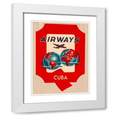Q Airways Cuba White Modern Wood Framed Art Print with Double Matting by Retrotravel