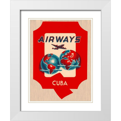 Q Airways Cuba White Modern Wood Framed Art Print with Double Matting by Retrotravel