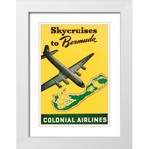 Skycruises to Bermuda White Modern Wood Framed Art Print with Double Matting by Retrotravel