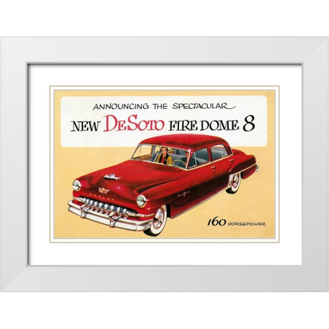 New DeSoto Firedome 8 White Modern Wood Framed Art Print with Double Matting by Retrotravel