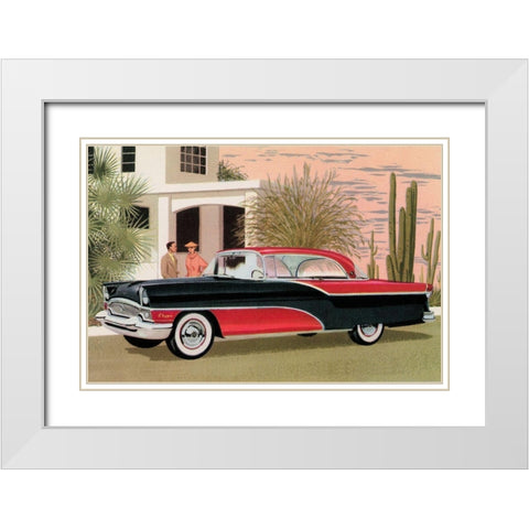 Packard Clipper at the Camelback Inn White Modern Wood Framed Art Print with Double Matting by Retrotravel
