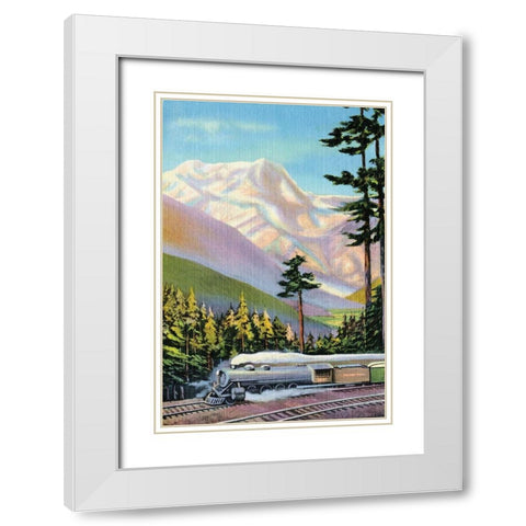 Steaming Through the Valley White Modern Wood Framed Art Print with Double Matting by Retrotravel