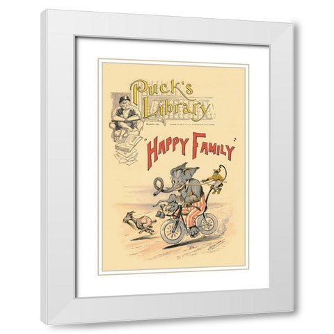 Happy Family White Modern Wood Framed Art Print with Double Matting by Vintage Elephant