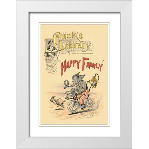 Happy Family White Modern Wood Framed Art Print with Double Matting by Vintage Elephant