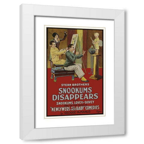 Snookums Disappears White Modern Wood Framed Art Print with Double Matting by Unknown 20th Century American Illustrator