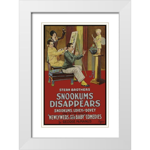 Snookums Disappears White Modern Wood Framed Art Print with Double Matting by Unknown 20th Century American Illustrator