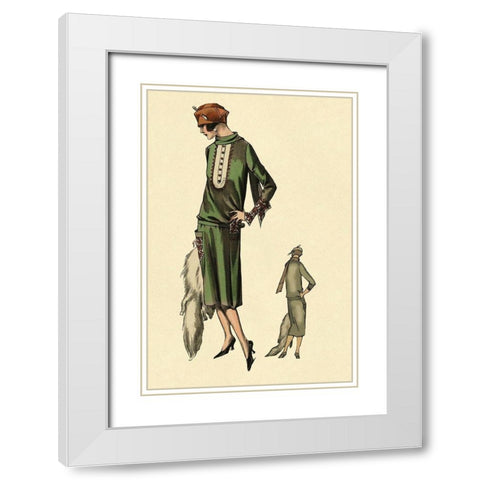 With Stole White Modern Wood Framed Art Print with Double Matting by Vintage Fashion