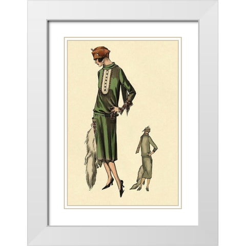 With Stole White Modern Wood Framed Art Print with Double Matting by Vintage Fashion