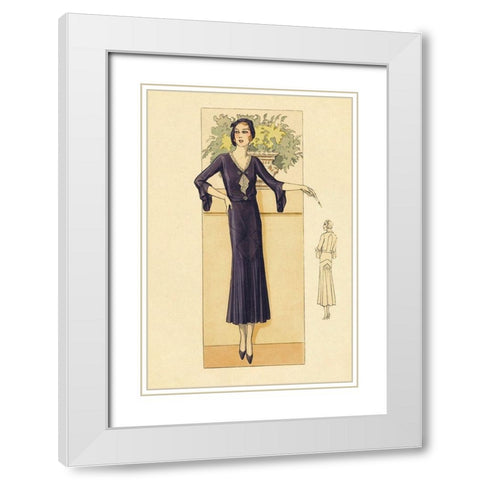 Daytime Dress in Navy White Modern Wood Framed Art Print with Double Matting by Vintage Fashion