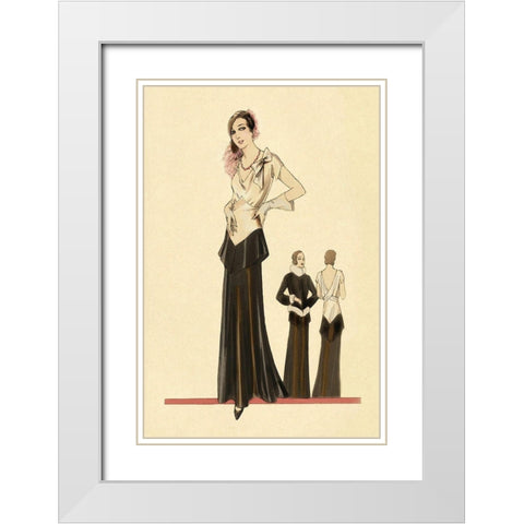 Eveningwear in Black and White White Modern Wood Framed Art Print with Double Matting by Vintage Fashion