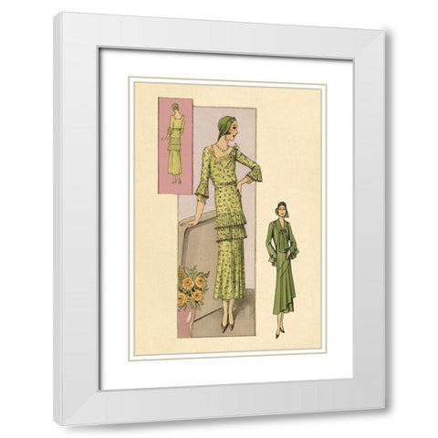 Green Daytime Fashions White Modern Wood Framed Art Print with Double Matting by Vintage Fashion