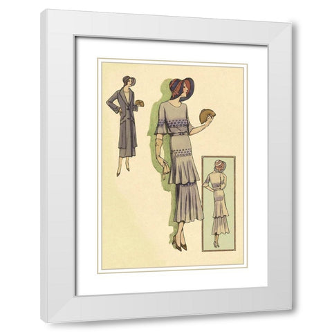 Springtime Dress in Lavender White Modern Wood Framed Art Print with Double Matting by Vintage Fashion