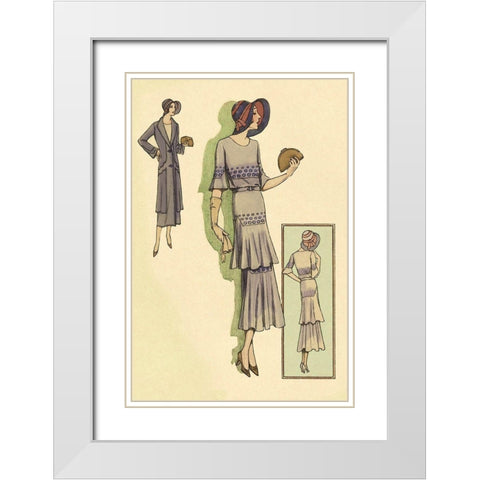 Springtime Dress in Lavender White Modern Wood Framed Art Print with Double Matting by Vintage Fashion