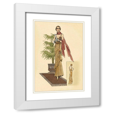 Summer Dress with Pink Wrap White Modern Wood Framed Art Print with Double Matting by Vintage Fashion