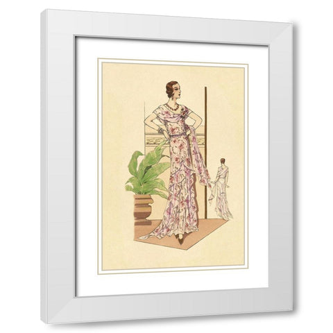 Layered Summer Dress in Flower Print White Modern Wood Framed Art Print with Double Matting by Vintage Fashion