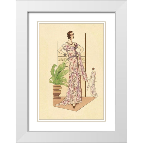 Layered Summer Dress in Flower Print White Modern Wood Framed Art Print with Double Matting by Vintage Fashion