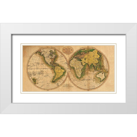 World Map White Modern Wood Framed Art Print with Double Matting by Carey, Matthew