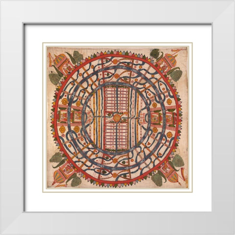 Manuyaloka, map of the world of man, according to Jain cosmological traditions White Modern Wood Framed Art Print with Double Matting by Unknown