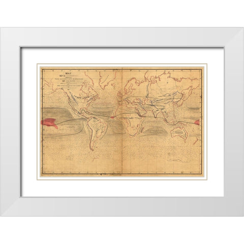 World Winds in Navigation White Modern Wood Framed Art Print with Double Matting by Wilkes, Captain Charles