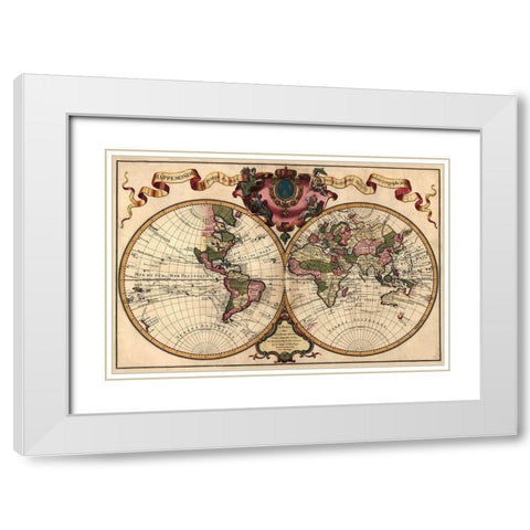 World Map Prepared for then French King White Modern Wood Framed Art Print with Double Matting by de Lisle, Guillaume