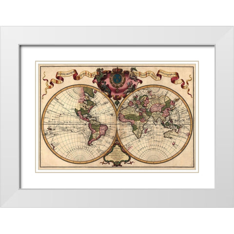 World Map Prepared for then French King White Modern Wood Framed Art Print with Double Matting by de Lisle, Guillaume