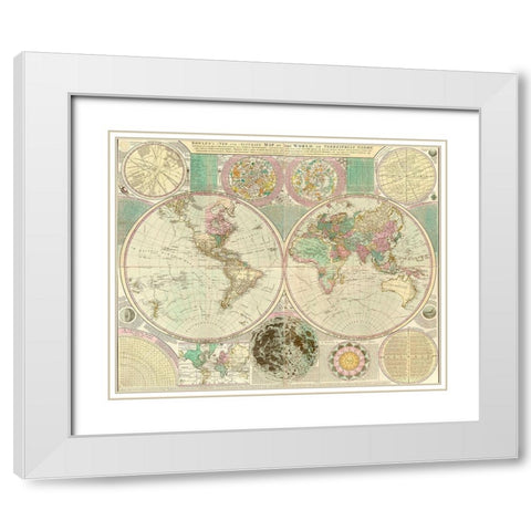 World Map White Modern Wood Framed Art Print with Double Matting by Bowles, Carington
