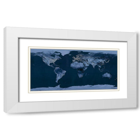 Satellite View of the World Showing Electric Lights and Usage White Modern Wood Framed Art Print with Double Matting by Goddard Space Center