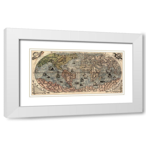 Universal Description of the Whole World White Modern Wood Framed Art Print with Double Matting by Forlani, Paolo
