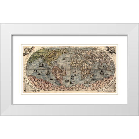 Universal Description of the Whole World White Modern Wood Framed Art Print with Double Matting by Forlani, Paolo