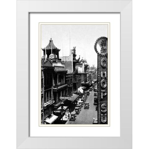 Chinatown, San Francisco, CA White Modern Wood Framed Art Print with Double Matting by Vintage San Francisco