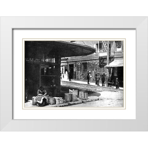 Old Chinatown, San Francisco, CA White Modern Wood Framed Art Print with Double Matting by Vintage San Francisco