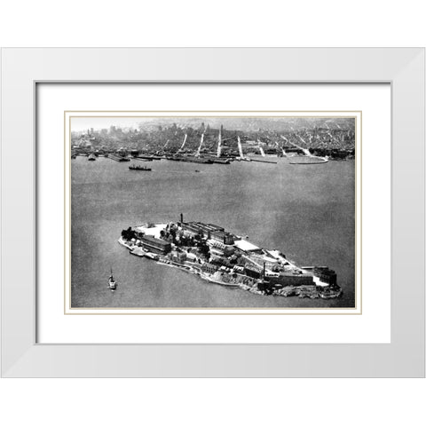 Alcatraz Island, San Francisco, CA White Modern Wood Framed Art Print with Double Matting by Vintage San Francisco