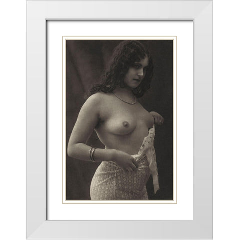 Without a Blouse White Modern Wood Framed Art Print with Double Matting by Vintage Nudes