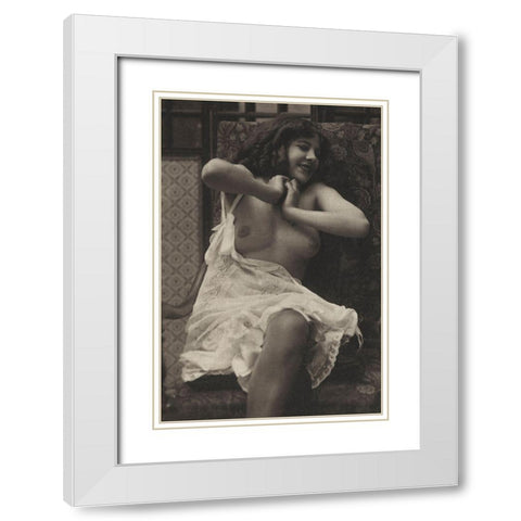 Sudden Joy White Modern Wood Framed Art Print with Double Matting by Vintage Nudes