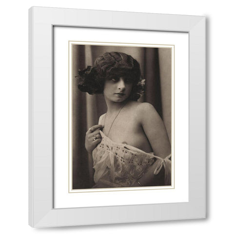 Shyness Overcome White Modern Wood Framed Art Print with Double Matting by Vintage Nudes