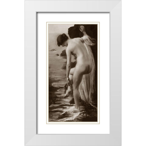 Salt Water Bath White Modern Wood Framed Art Print with Double Matting by Vintage Nudes