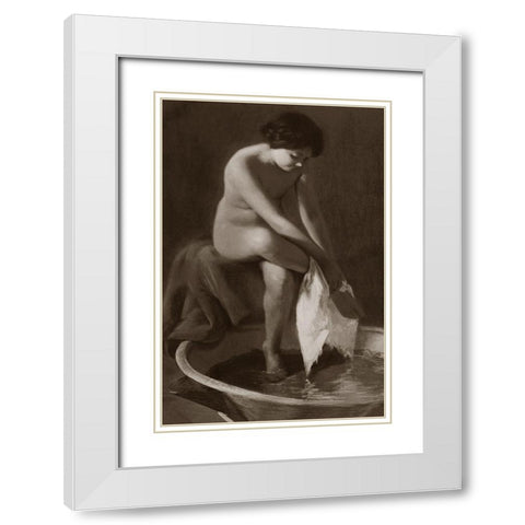 The Foot Washer White Modern Wood Framed Art Print with Double Matting by Vintage Nudes
