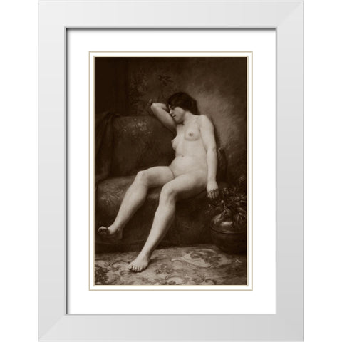 The Siesta White Modern Wood Framed Art Print with Double Matting by Vintage Nudes