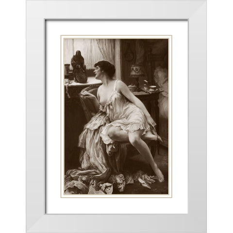 Le Magot White Modern Wood Framed Art Print with Double Matting by Vintage Nudes