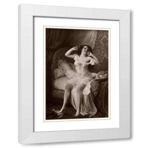 Au Lever White Modern Wood Framed Art Print with Double Matting by Vintage Nudes