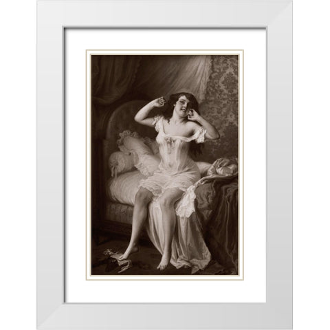 Au Lever White Modern Wood Framed Art Print with Double Matting by Vintage Nudes