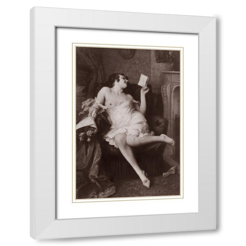 The Love Letter White Modern Wood Framed Art Print with Double Matting by Vintage Nudes