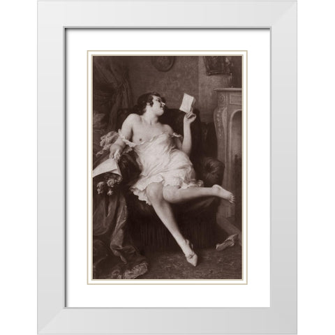 The Love Letter White Modern Wood Framed Art Print with Double Matting by Vintage Nudes